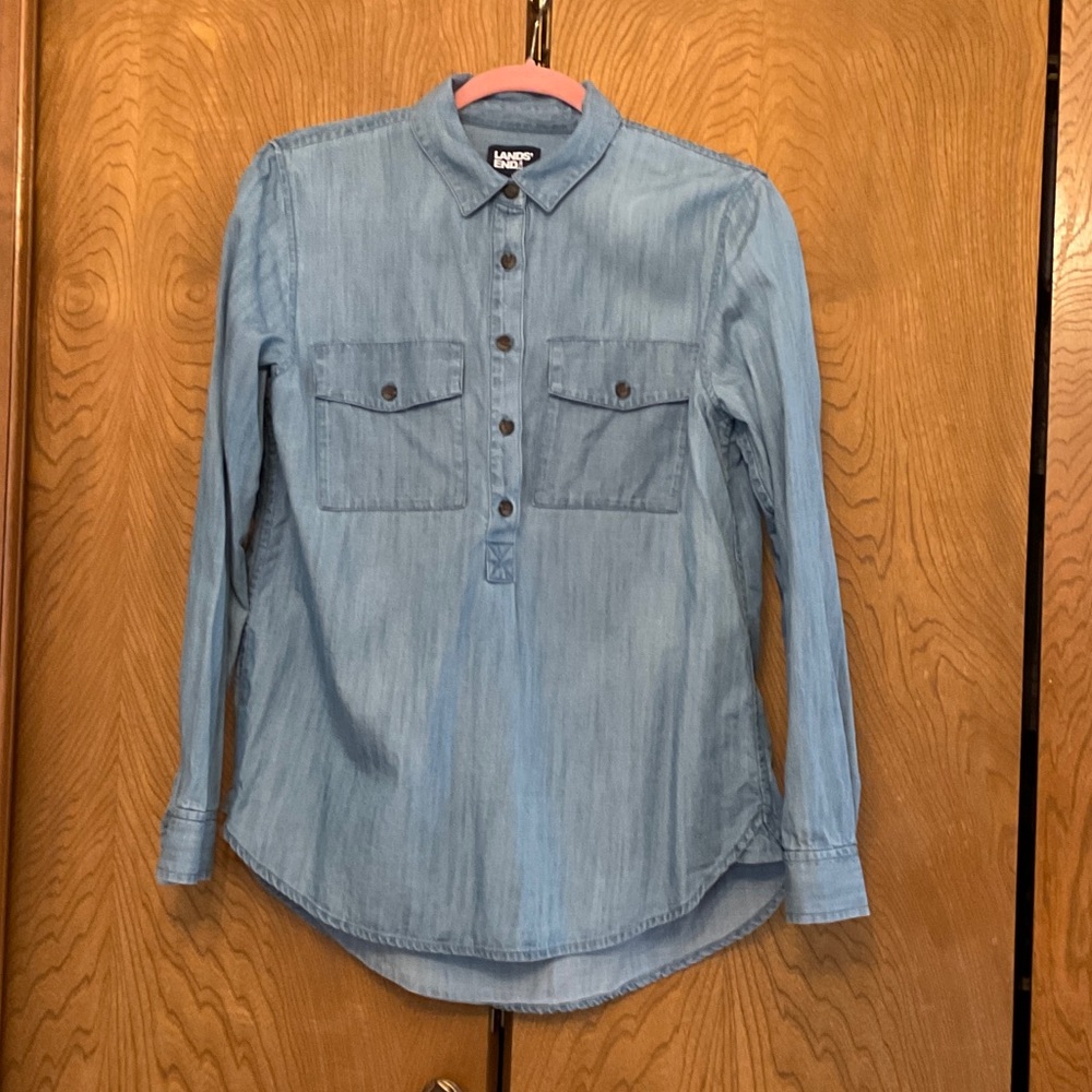 Lands End blue shirt, medium